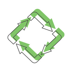 Recycle green icon, doodle style