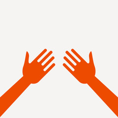 Hands in flat style. Colorful vector illustration.