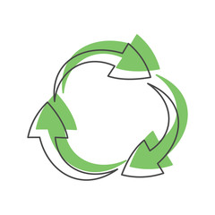 Recycle green icon, doodle style
