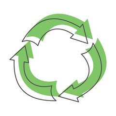 Recycle green icon, doodle style