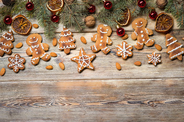 Christmas background on wooden