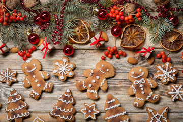 Christmas background on wooden