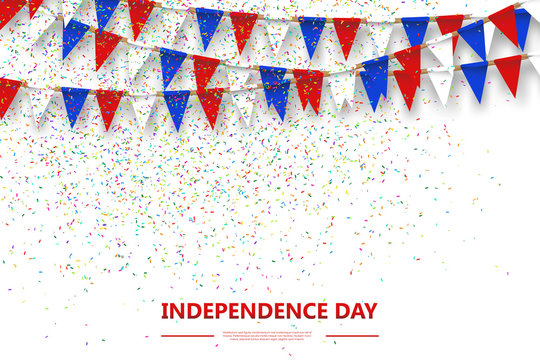 Vector realistic isolated background with party flags and confetti for Croatia Independence Day for decoration and covering.