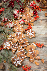 Christmas background on wooden