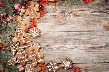 Christmas background on wooden