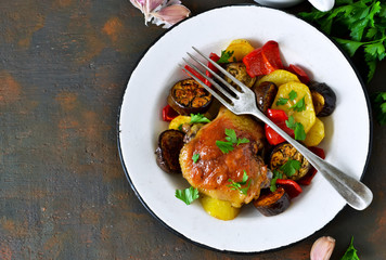 Homemade chicken baked with vegetables. Bon Appetit!