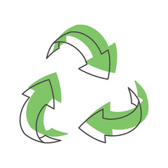 Recycle green icon, doodle style