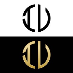 iu initial logo circle shape vector black and gold © triwaw
