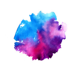 Colorful abstract watercolor texture stain with splashes and spatters. Modern creative watercolor background for trendy design.