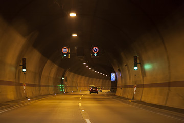 Speed limits in road tunnel Prague, Czech Republic