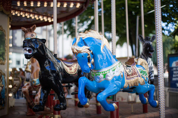 Fototapeta na wymiar Blue Horse, Merry Go Round 