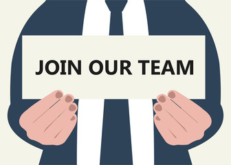 Join our team. Hiring concept. Flat vector illustration.