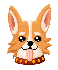 Vector illustration of cute dog Welsh Corgi. Nice puppy for greeting card, pet shop or veterinary clinics. Dog Welsh Corgi standing Web site page and mobile app design element.