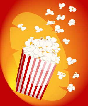Popcorn icon symbol food cinema movie film flat vector stock bowl full of popcorn and paper glass Flat Design Style Fresh cartoon different Web site page and mobile app design