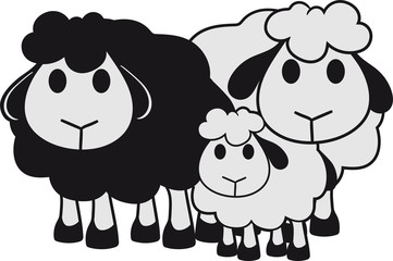 schwarz mama papa familie kind lamm baby lustig klein süß niedlich comic cartoon schaf ziege wolle bauer bock müde cool