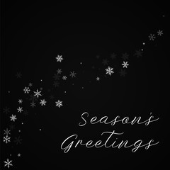 Season's Greetings greeting card. Sparse snowfall background. Sparse snowfall on red background.lovely vector illustration.