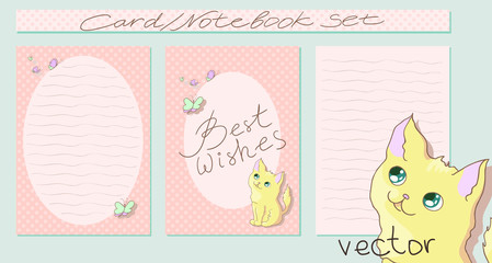 cat card or notebook set