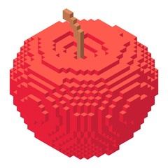 Pixel apples icon, isometric 3d style