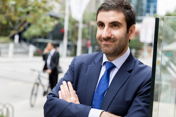 Portrait of handsome businessman outdoor