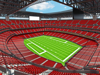 Fototapeta premium Nowoczesny stadion futbolu amerykańskiego z czerwonymi siedzeniami