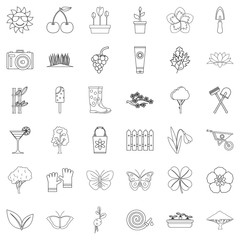 Butterfly icons set, outline style