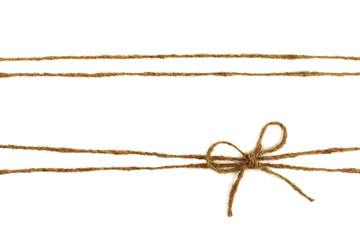 Burlap rope bow isolated on white background