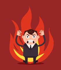 Angry unhappy businessman office worker character. Vector flat cartoon illustration