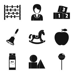 Games with sister icons set, simple style