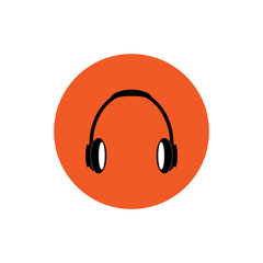 headphones round flat icon vector