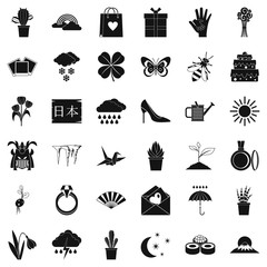 Cactus icons set, simle style