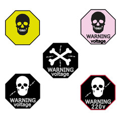 Warning sticker labels for electrical consumers voltage notice