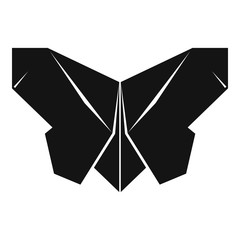 Origami butterfly icon, simple black style