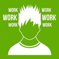 Man and work words icon green