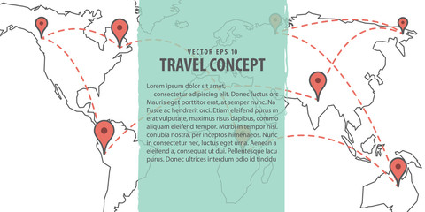 Banner Planning & Location world map illustration vector background. Travel concept.
