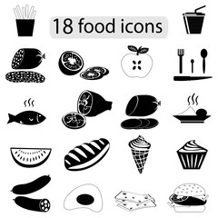 Food icon set. Food logo. Vector illustration for recipe, menu restaurant, kitchen interior design.