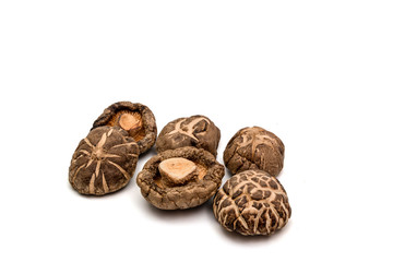 Isolated dried shiitake pattern and a white background. ( clipping path )