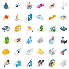 Trouble icons set, isometric style