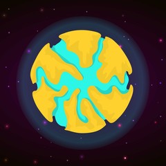 Naklejka premium Yellow planet concept background, cartoon style