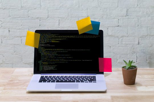 Developer Team Working Laptop Computer Mobile Application Softwareand Web Design Online Technology Content script to display