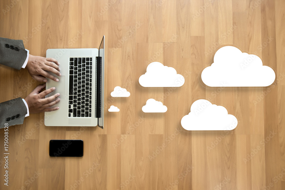 Poster cloud computing diagram network data storage technology service