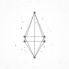 Wireframe polygonal elements, abstract futuristic illustration