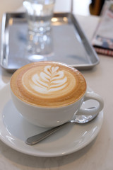 Coffee latte art in coffee shop