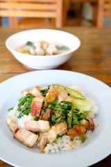 Stir-fried pork with pork basil, Thai food is simple