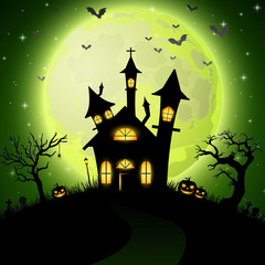 Fototapeta na wymiar Halloween background with scary church