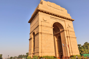 Fototapeta na wymiar India Gate, one of the landmarks in New Delhi, India. It is originally called the All India War Memorial, for the 70,000 dead Indian soldiers in the wars.