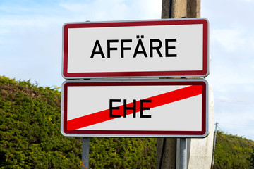 Ein Verkehrszeichen für Ende einer Ehe und Anfang einer Affäre