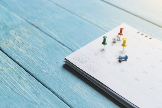 close up of calendar on the table, planning concept