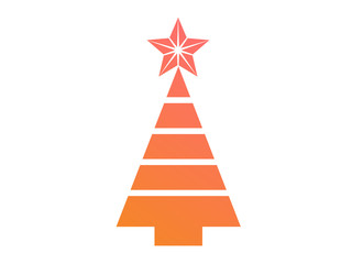 vector colorful gradient Christmas tree flat icon