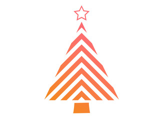 vector colorful gradient Christmas tree flat icon