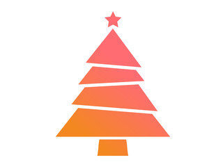 vector colorful gradient Christmas tree flat icon